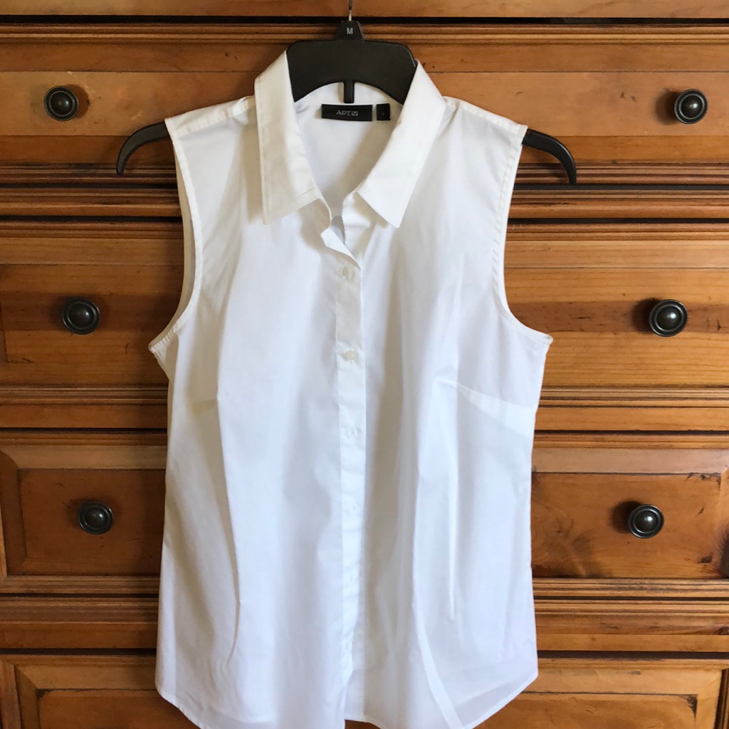 Basic White Sleeveless Button-Down